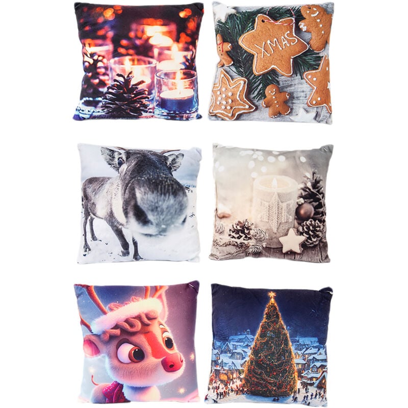 6er X-Mas Kissen 25x25cm verschiedene Design-M801654-Kissen-6er