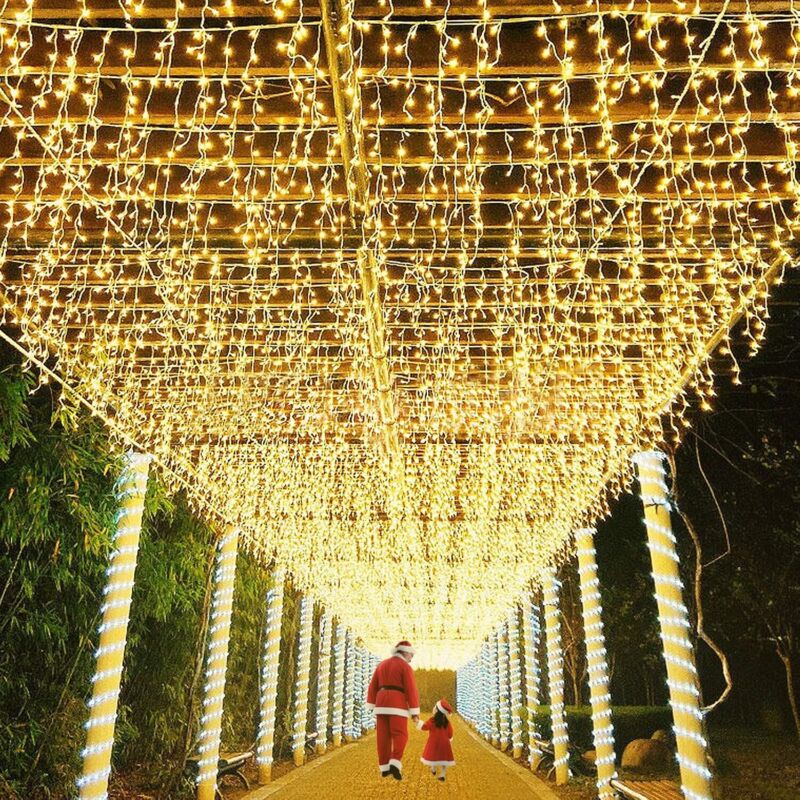 6m 192LEDs Lichterkette Lichtervorhang led Eisregen Warmweiß Regenkette 8 Modi Speicherfunktion Innen Außen IP44 Wasserfest für Weihnachten Hochzeit