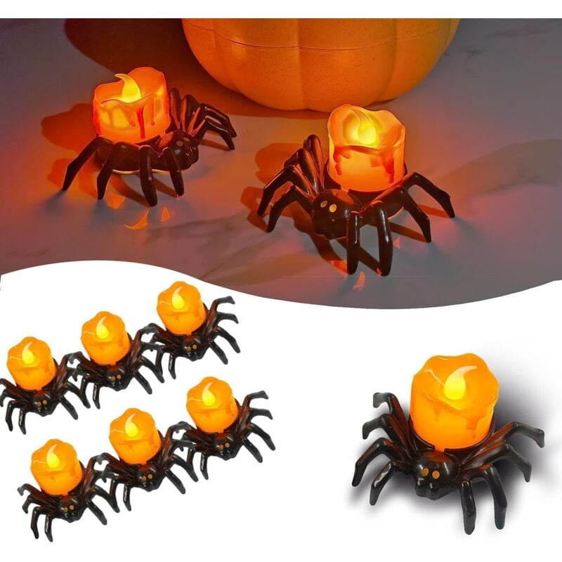 Bluedeer - 6pcs Halloween Spinne Kerzenlicht,KüRbis Deko,Led Spinnen Halloween Kerzen Licht,Spinnen Licht FüR Halloween Dekoration Und Party