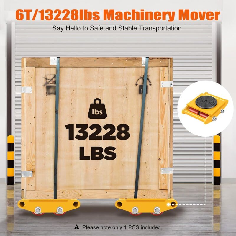 6T Panzerrollen, Schwerlast-Transportrollen aus Kohlenstoffstahl, MaschinenRoller Mover Cargo Trolley mit 360° Rotation, 4 Roller für Maschinen,