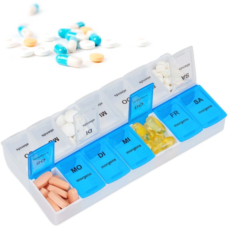 7 day pill organiser with 2 compartments