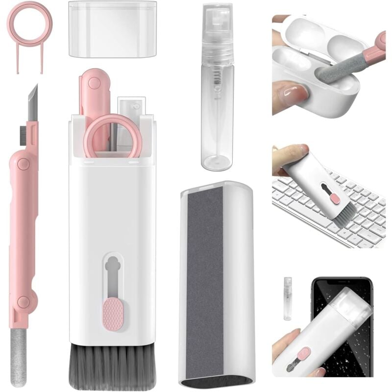 Linghhang - 7-in-1-Reinigungsset für Elektronik (Pink), Tastatur-Reinigungsset mit Bürste, Reinigungsstift für Airpods Pro, geeignet für Kopfhörer,