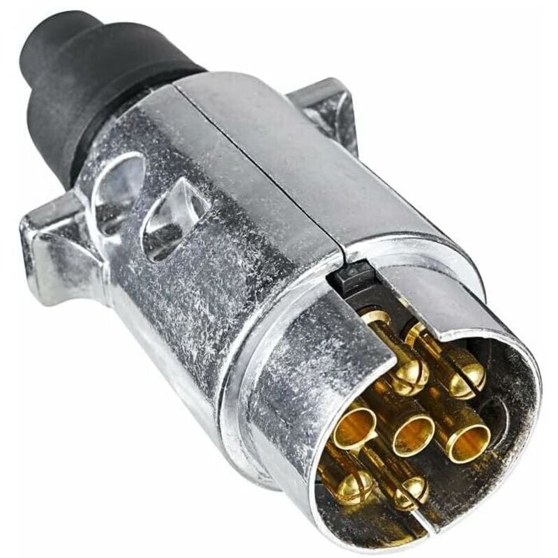7-poliger Anhängerstecker aus Metall, 12 V, wasserdicht, 7-poliger Anhängerstecker aus Metall, für Wohnwagen, Wohnmobil, Auto, Boot