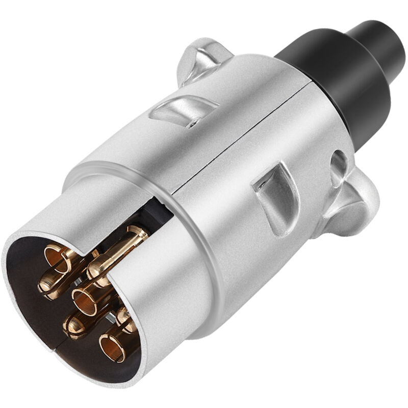 Tlily - 7-poliger Anhängerstecker, robust, rund, 7-polig, 12 v, Anhängerkupplung, Anhänger, Wohnwagen, lkw, N-Typ-Ende