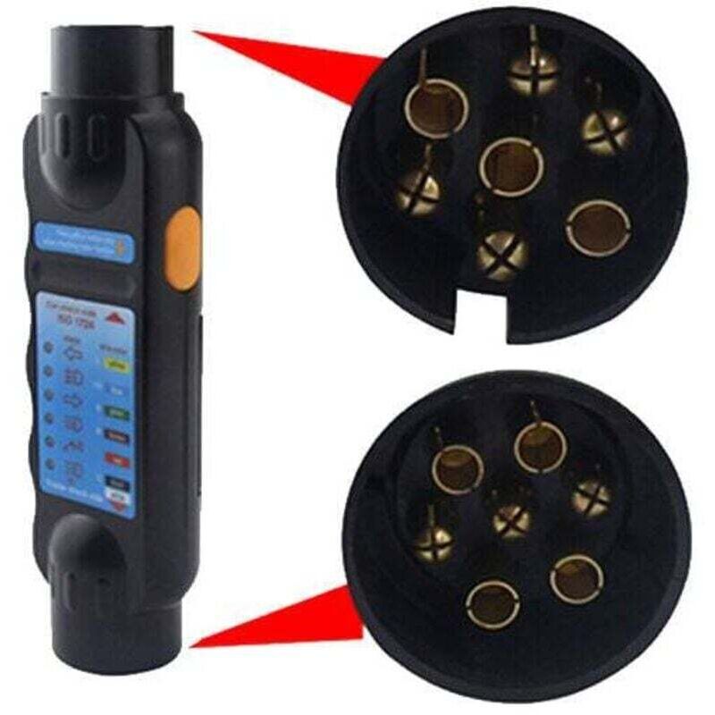 7-poliger Anhängertester, XU, 12-V-Stecker, 7-poliges Diagnosegerät für die Beleuchtungsstromkreise von Pkw und Wohnmobilen - KZQ