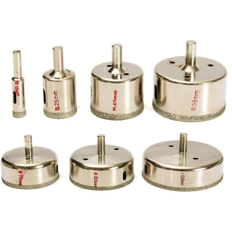 Aougo - 7-teiliges Diamantbohrer-Set für Diamantbohrer mit Marmorglasbeschichtung und Glas. Flaschenöffner für Fliesen und Keramik.