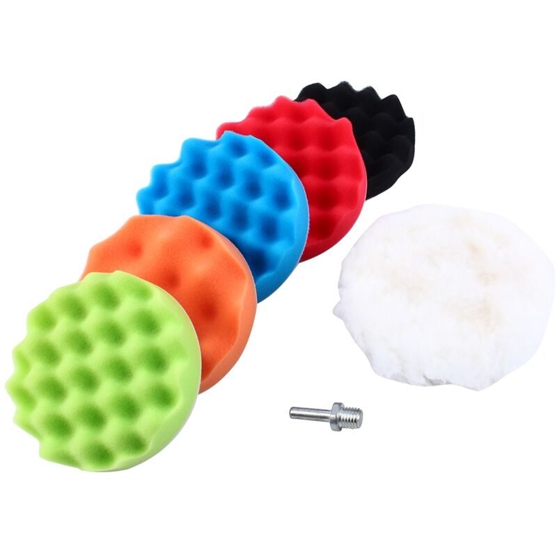 7-teiliges Polierschwamm-Set, Wachs- und Polierpasten-Set, 10,2-cm-Poliermaschine + M10-Adapter für PKW und Auto