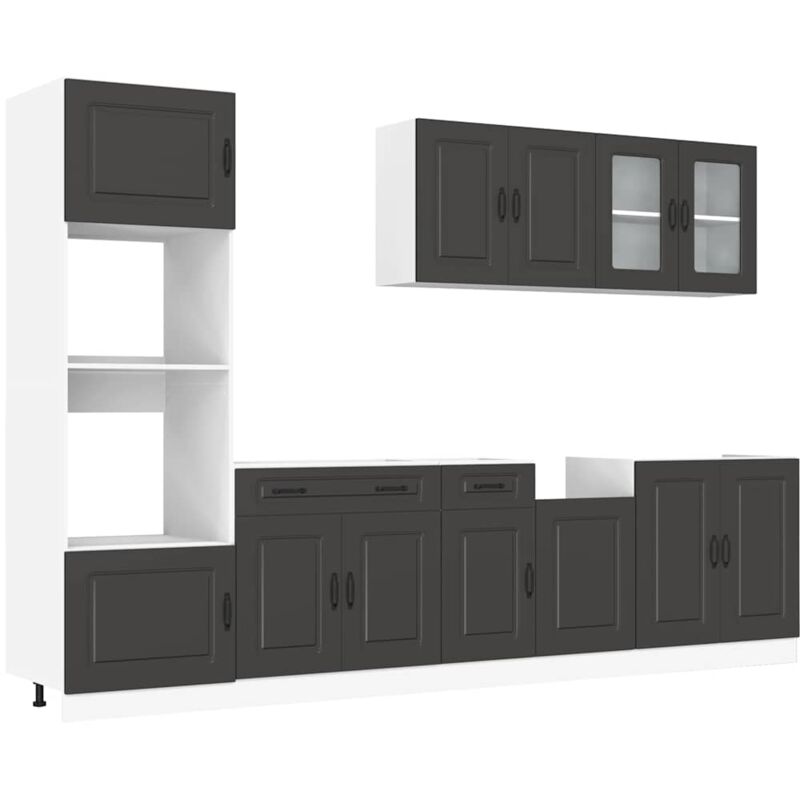 7-tlg. Küchenschrank-Set Kalmar Schwarz Holzwerkstoff Vidaxl