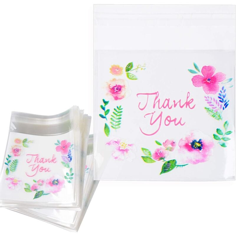 Ersandy - 7 x 7 cm) 200 Stück Beutel, transparent, selbstklebend, kleine Lebensmittelbeutel, Kunststoff-Zellophan-Verpackung, Kekse, Süßigkeiten,