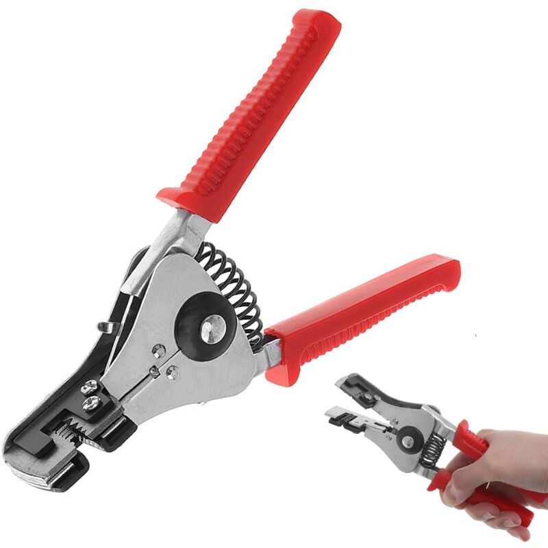 Csparkv - 7-Zoll-Abisolierzange, rot, Werkzeugstahl, 5-mm-Streifen, ergonomischer Griff, Kabel, Drähte, Schläuche, Zangen, Uhren und Uhren