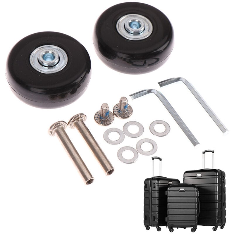 Gabrielle - 70 x 24 mm Universal-Ersatz-Kofferräder für Gepäck, 2 Stück, Gummi-Metall-Koffer-Set für Koffer, Handwagen, Kinderwagen