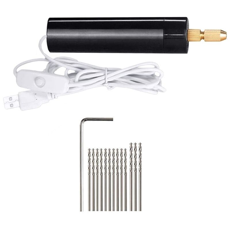 0,7–1,2 mm Mikro-Elektro-Handbohrer-Set für Harz, Mini-Elektro-Bohrer zur Herstellung von Stiftschraubstöcken