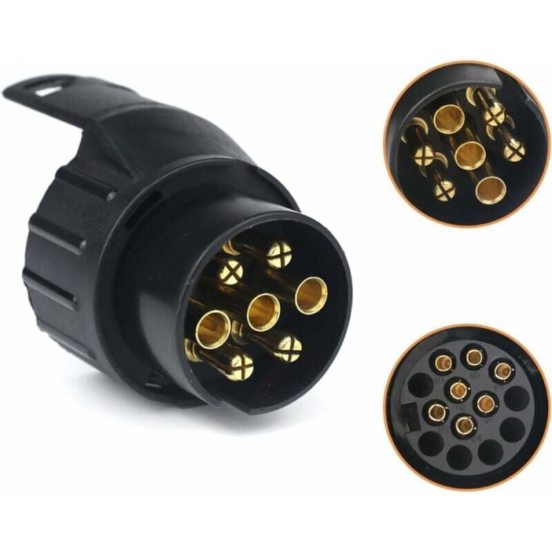 7/13 Anhängerstecker-Adapter, 7- auf 13-polig, Anhängerkupplungsstecker, 7-polig auf 13-polig, für Autoanhänger, Traktor, Wohnwagen, Fahrradträger