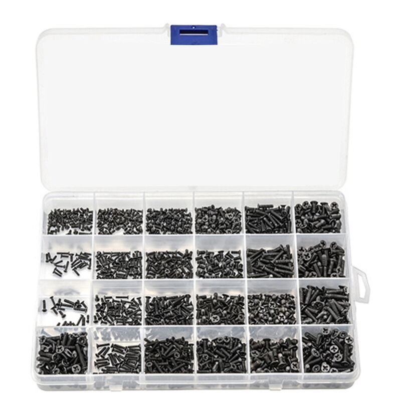 Tlily - 720-teiliges Senkkopf-Mini-Schraubenset M1.4 M1.7 M2 M2.5 M3 Kohlenstoffstahl-Schraubensatz für Computer-Notebook-Laptops