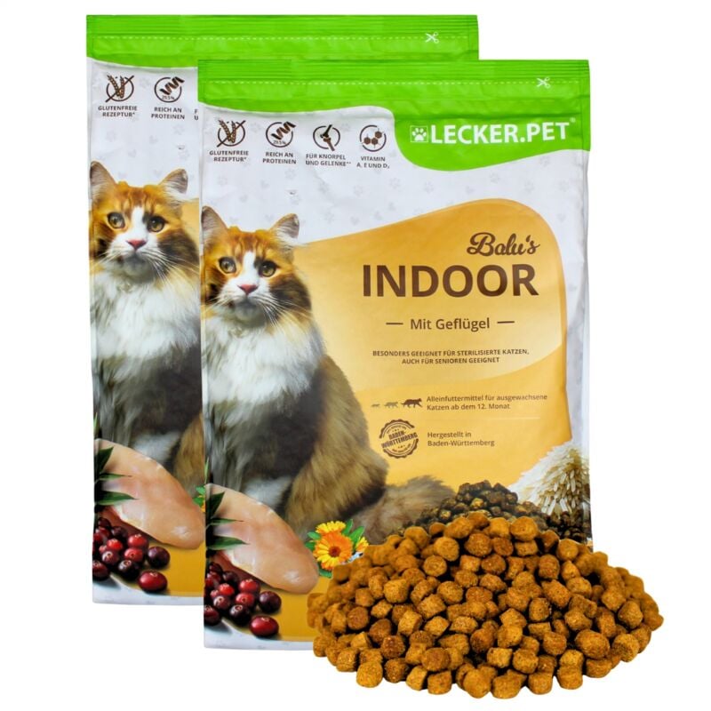 Lyra Pet - 5 kg Lecker.Pet® Balu's Indoor Geflügel Katzenfutter Trockenfutter Vollnahrung