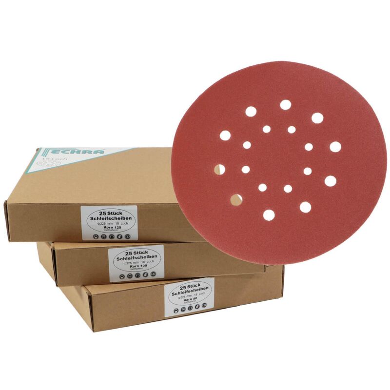 75 Schleifscheiben 225mm Korn 80, 100, 120 Sortiment für Wand- Deckenschleifer Schleifpapier