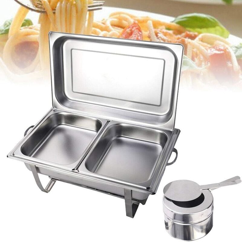 Senderpick - 7,5L Chafing Dish Edelstahlkocher Cateringbehälter Buffet Party 2 Töpfe