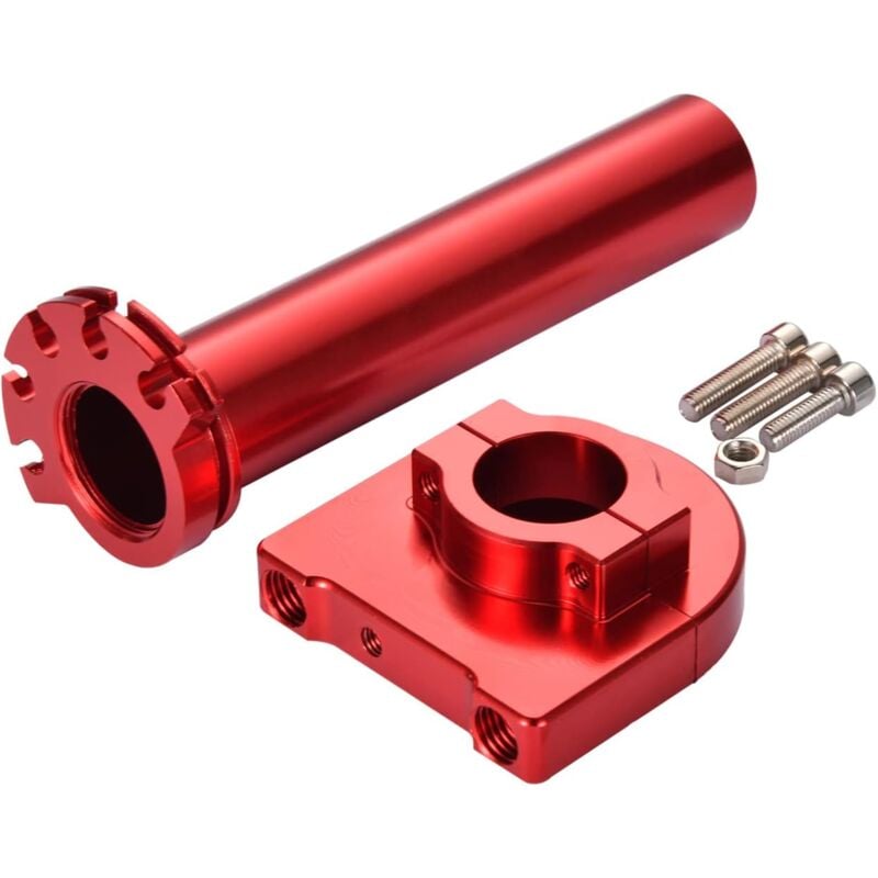 Ersandy - 7/8' 22mm Twist Gasgriff mit Lenkerklemme Ersatz für 50cc 70cc 90cc 110cc 125cc Sport Motocross Dirt Pit Bike Scooter Rot