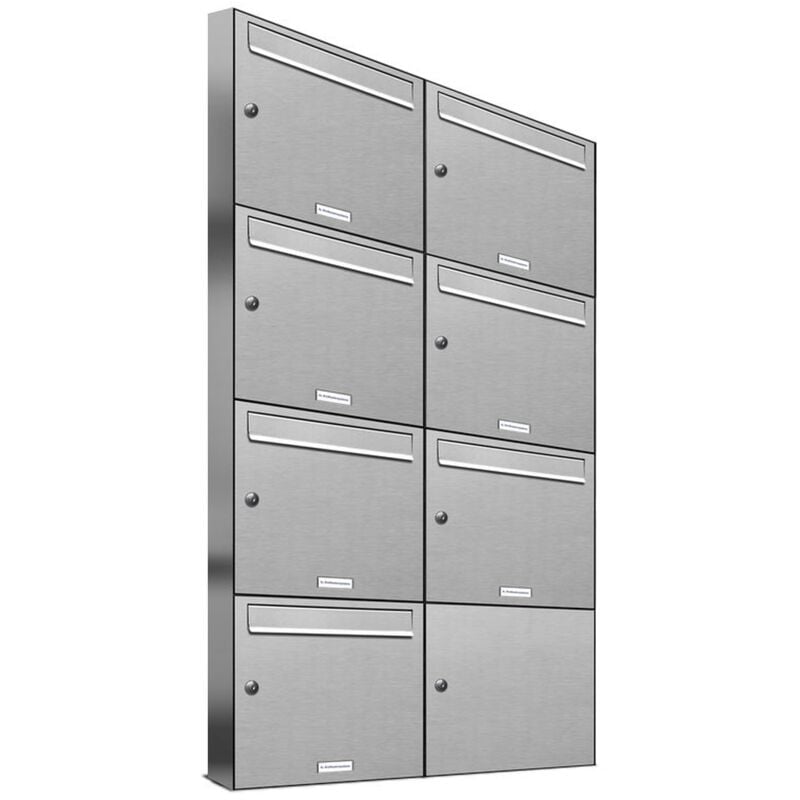 Al Briefkastensysteme - 7er V2A Edelstahl Wandbriefkasten Anlage 7 Fach Briefkasten Postkasten