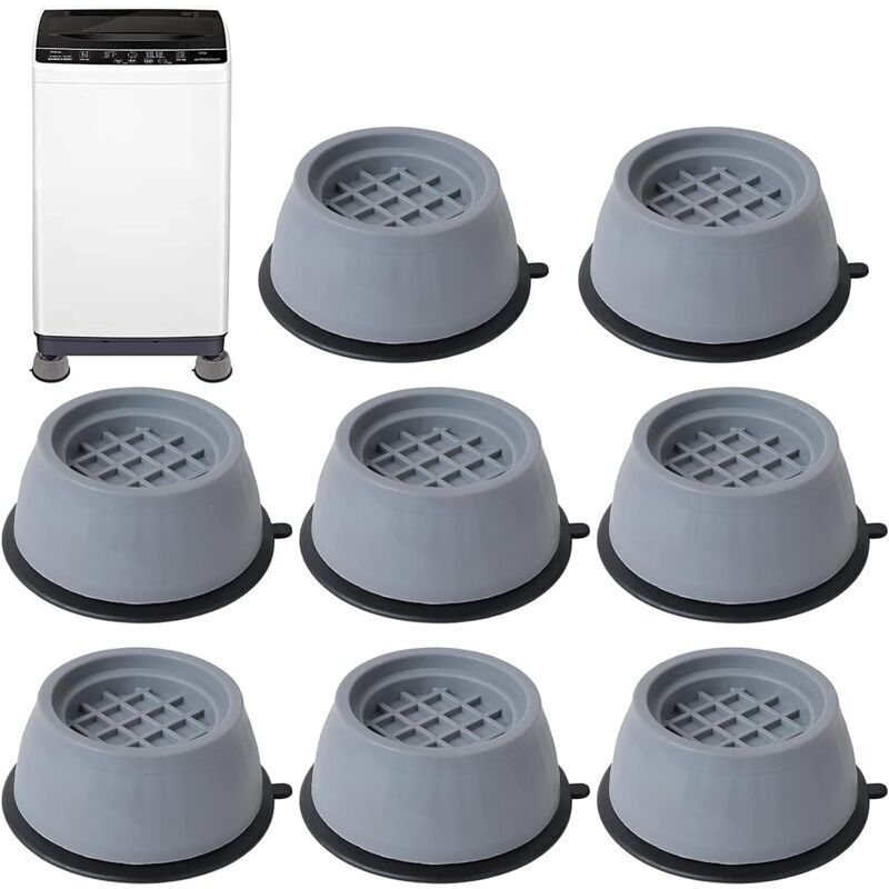 8 Stück Fußpolster für Waschmaschinen, feuchtigkeitsbeständig, stoßfest, Anti-Rutsch-Matte, stoßfeste Gummi-Fußpolster, kompatibel mit Waschmaschinen