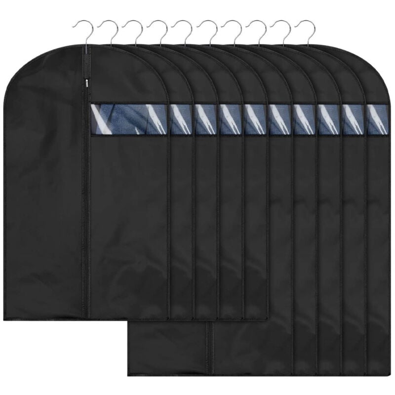 Linghhang - 8 Stück, Schwarz) Staubschutzhülle für Anzüge, Kleidersack zum Aufhängen zu Hause, dreidimensionale Staubschutzhülle für Kleidung
