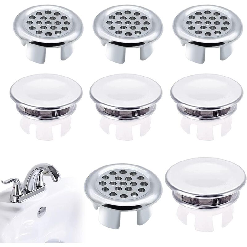 8 Stück Überlaufabdeckung für Waschbecken, Ersatz-Überlaufring, Überlaufring für Waschbecken, Überlaufring für Waschbecken, Überlaufstopfen