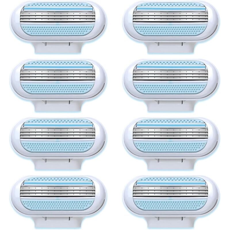 8-teilige 3-Klingen-Nachfüllpackungen für Damen mit schützendem Gleitstreifen, Rasierklingen für Damen, ultrakomfortables Rasierprodukt, ideal für