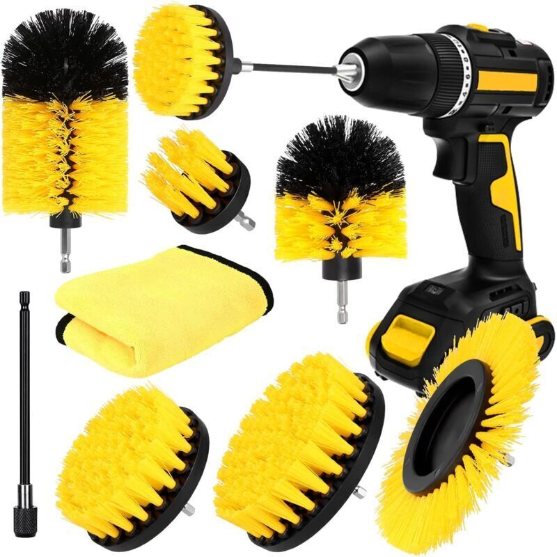 8-teilige Bohrbürste, Bohrbürsten-Reinigungsbürste, Auto-Felgenbürste, elektrische Bohrer-Reinigungsbürste, Felgenreinigung für Felgen, Fliesen,