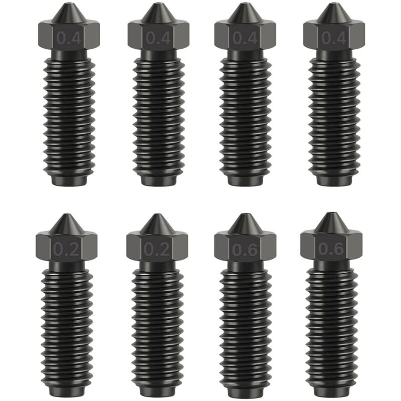 8-teiliges Düsenset aus gehärtetem Stahl für Anycubic Kobra S1, hochtemperaturbeständig, 0,2/0,4/0,6 mm, Düsensatz für Anycubic Kobra 3, Kobra 3