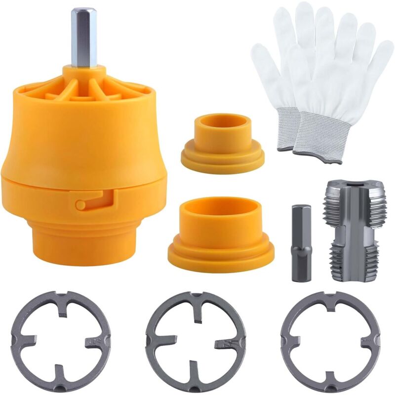 8teiliges Gewindeschneidset für PVC-Rohre, kompatibel mit elektrischen Bohrmaschinen, mit verschiedenen Schneideisengrößen, PVC-Gewindemacherwerkzeug