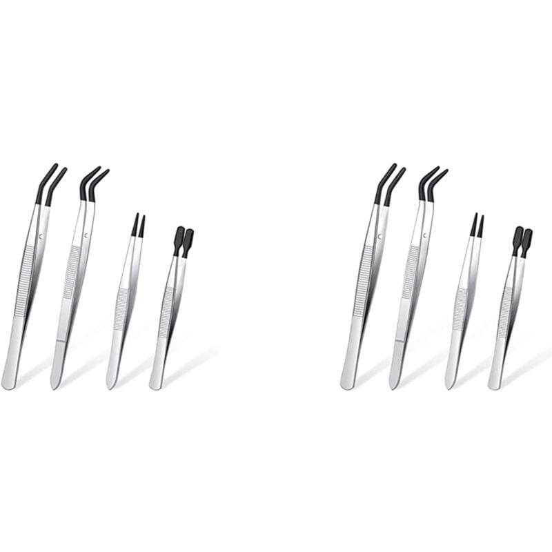 8-Teiliges Pinzetten-Set mit Gummispitzen Pinzette PVC-Beschichtete Pinzette, Gummi-Pinzette mit Spitze Gummi-Flachspitzen-Pinzette