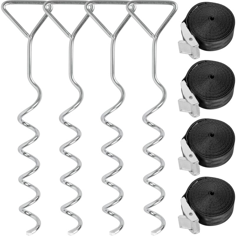 Ersandy - 8-teiliges Trampolin-Anker-Set – robuste Trampolin-Heringe mit reißfesten Spanngurten, Schaukel-Anker-Set, Trampolin-Anker-Set