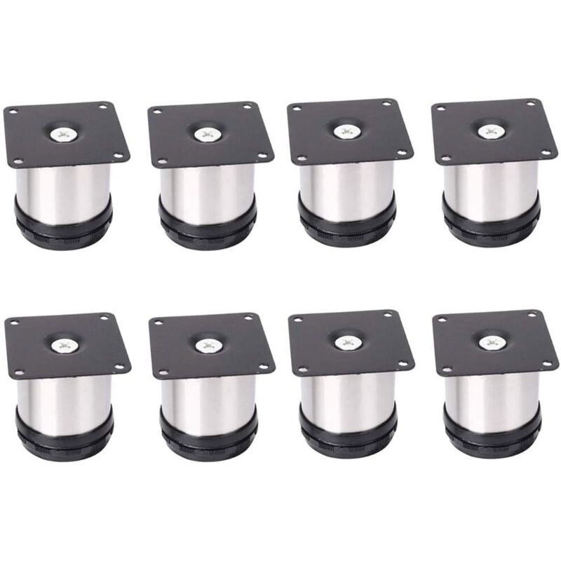 Verstellbare Möbelbeine aus Edelstahl, höhenverstellbar, 50 mm, dicke Schrankbeine, Tischbeine, Möbelbeine, gebürsteter Edelstahl, höhenverstellbar,