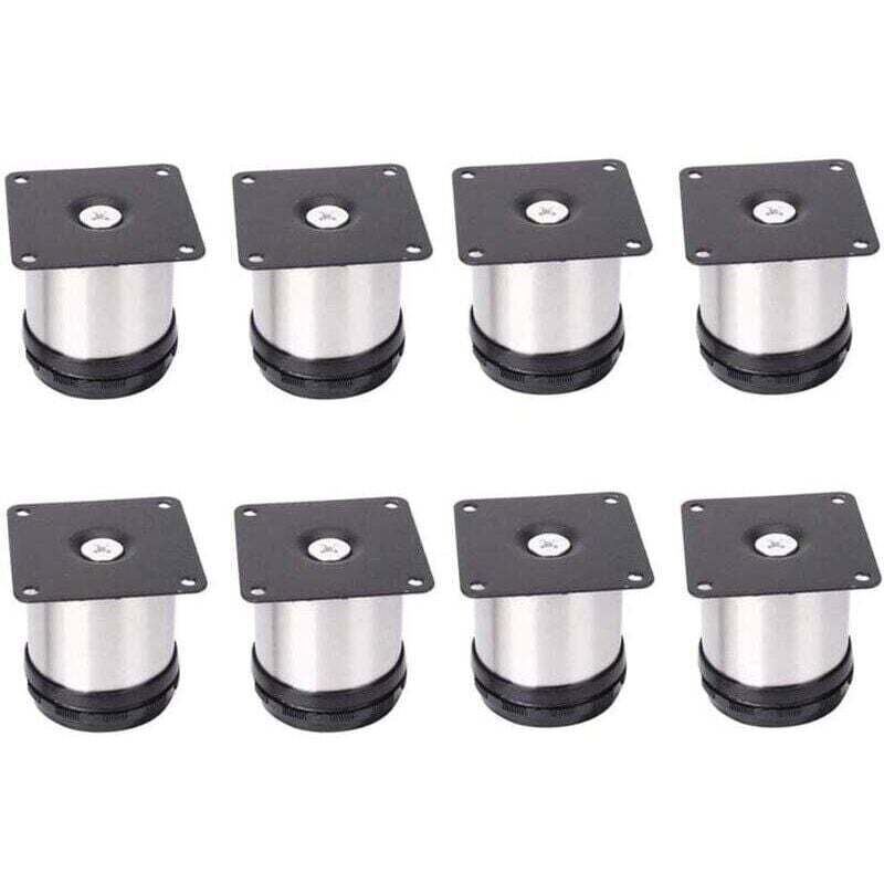 verstellbare Möbelfüße aus Edelstahl, 50 mm höhenverstellbar, verstärkte Schrankfüße, Tischfüße, Möbelfüße, gebürsteter Edelstahl, höhenverstellbar