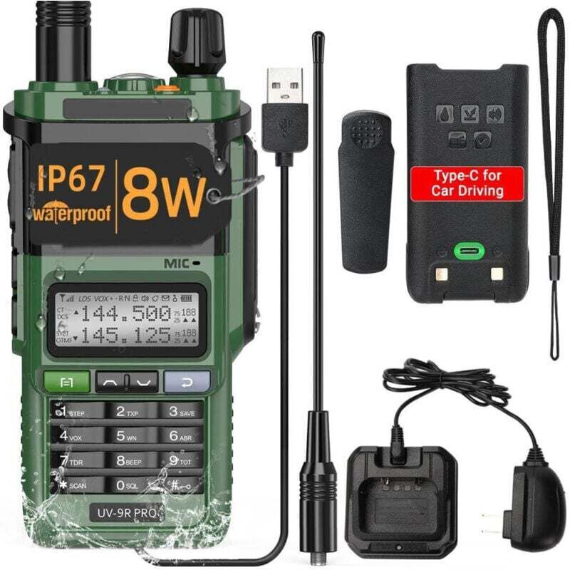 8-Watt-Funkgerät mit Dualband-Funktion – wasserdicht – professionelles Zwei-Wege-Funkgerät – zuverlässige Kommunikation unter allen Bedingungen