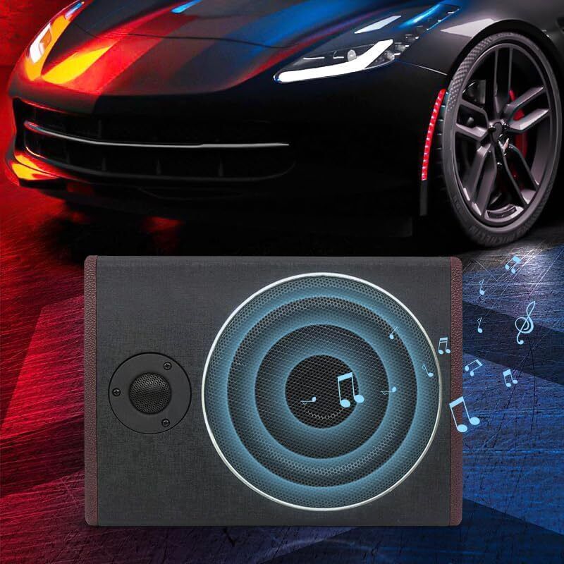 8-Zoll Auto Subwoofer Aktiv Untersitz, 600W 12V Car-Audio-Modifizierter mit Hohen Aktivlautsprechern und Verstärker-Subwoofer, Bassbox Auto mit