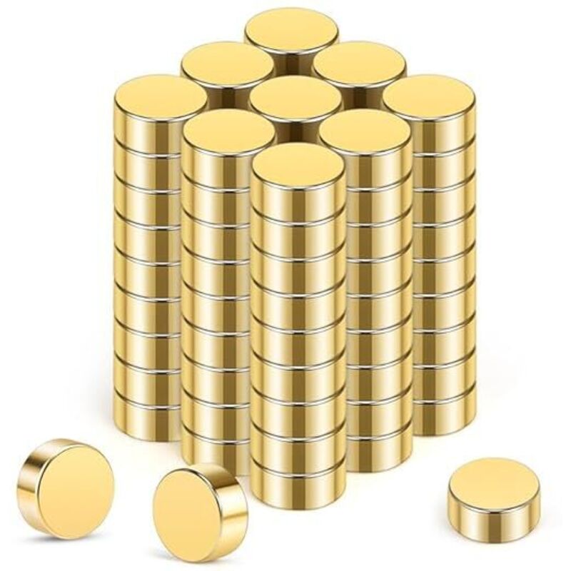 80 starke Neodym-Magnete, 6 x 3 mm, Gold. Ideal für Kühlschrank, Whiteboard, Schule, Büro und Bastelarbeiten wie Fotos und Notizen.