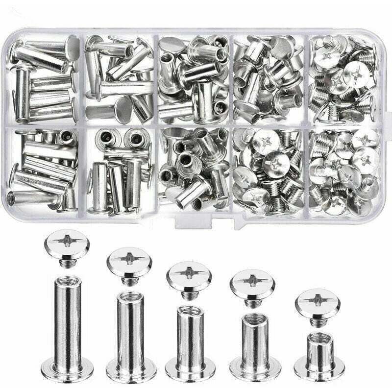 80 Stück Metall-Bindeschrauben, XU-Schrauben, Chicago-Schrauben, massive Edelstahl-Schraubnieten für DIY, Lederdekoration, Buchbinderei-Reparaturen,