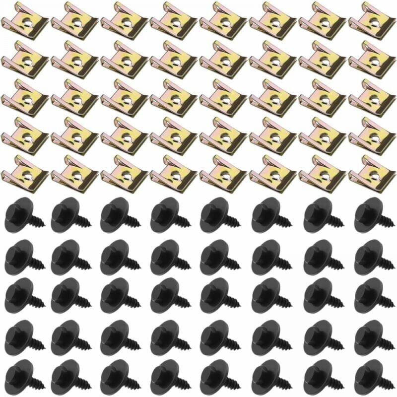 80-teiliges U-Klemmen- und Bolzenset, universelle Metallmuttern und -schrauben, Kfz-Befestigungsklemmen, Schrauben- und Mutternklemmen-Set,