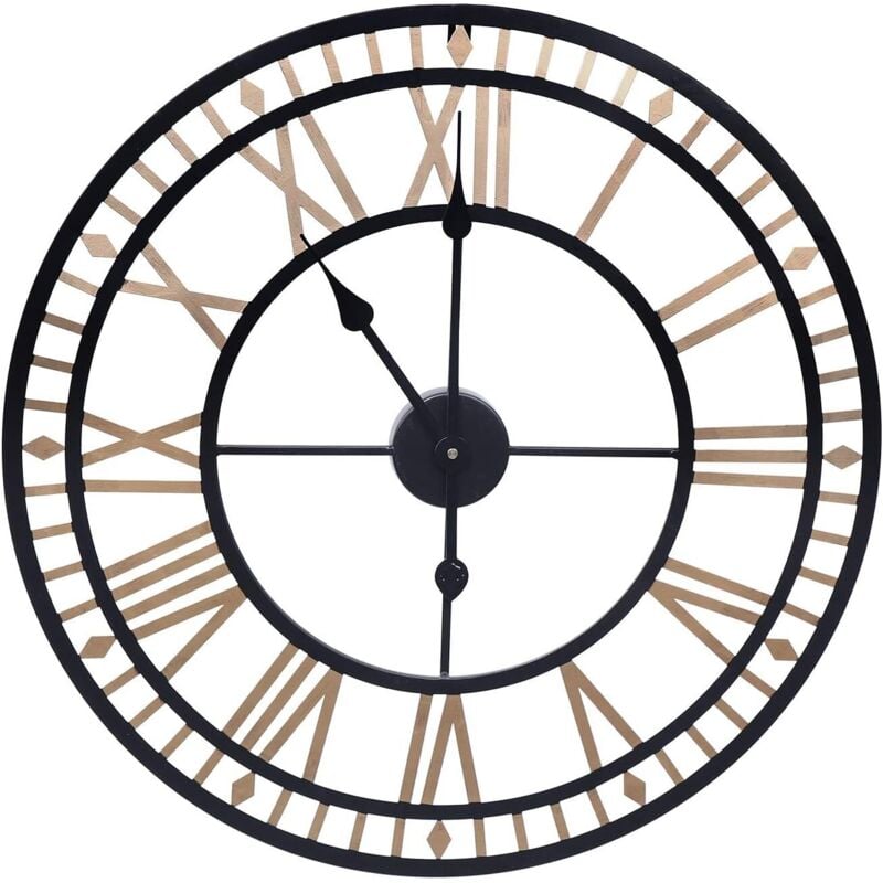 80cm Wanduhr Groß, Metall Modern Wanduhr Römische Zahlen Quarzuhr Wandwecker für Wohnzimmer, Schlafzimmer, Küchendekoration, Batteriebetrieben, Golden
