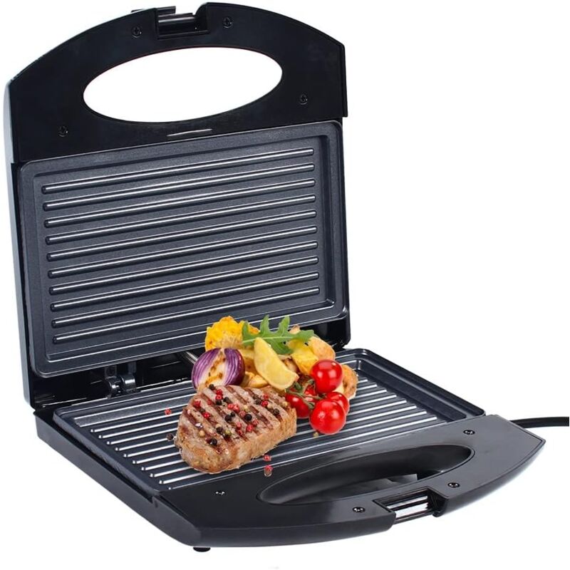 850w Sandwichmaker Sandwichtoaster Elektrogrill Waffeleisen Kontaktgrill, Doppelseitig-Heizung, Für Toaster, steak, Huhn, Wurst