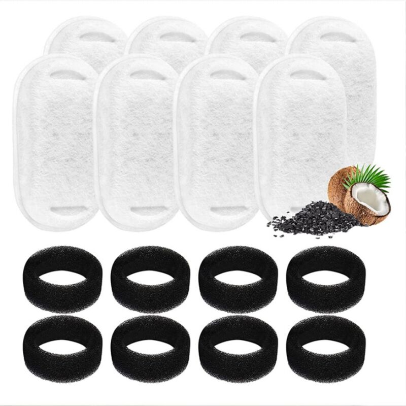 8+8-teiliger Ersatzfilter für Trinkbrunnen, Katzenbrunnenfilter, Katzenbrunnen-Ersatzfilter, Set aus Brunnenfiltern und Schaumstofffiltern für