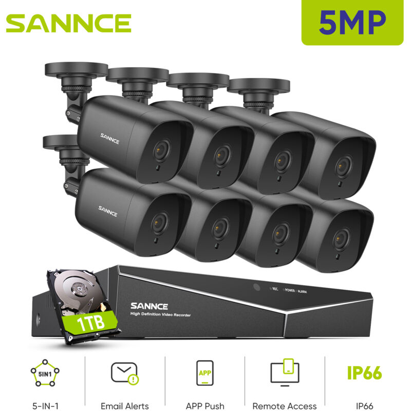 8CH Video Überwachungskamera 5MN dvr 8×5MP Kamera Wasserdichte ir Nachtsicht Fernzugriff Sicherheit Kamera System - 1TB hdd - Sannce