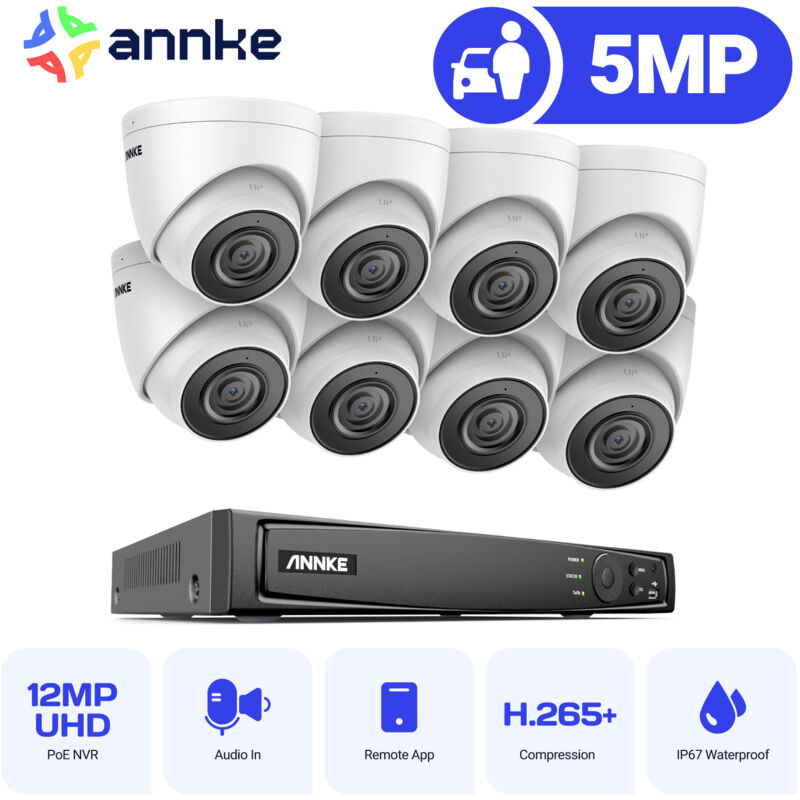 8CH videoüberwachungsset 4K nvr 4×5MP kamera ir nachtsicht IP67 bewegungserkennung fernüberwachung sicherheits kamera system - Annke