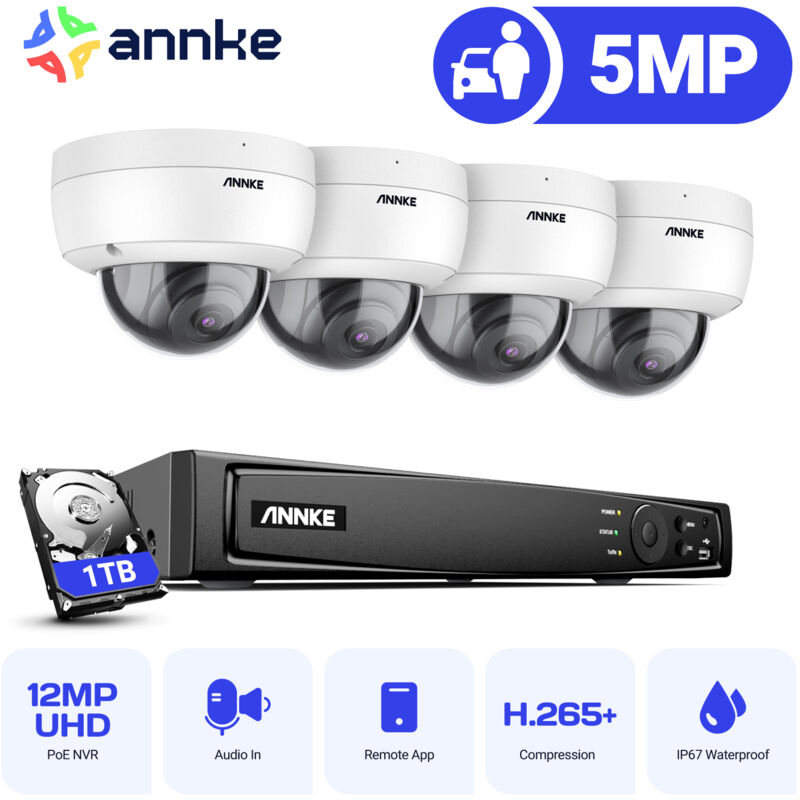8CH Videoüberwachungssets 4K nvr 4×5MP Kamera Full hd ir Nachtsicht Wasserdichte Dome Kamera Bewegungserkennung fernüberwachung Sicherheits System