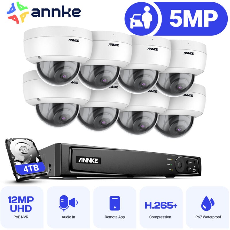 8CH Videoüberwachungssets 4K poe nvr 8×5MP Kamera Full hd ir Nachtsicht Wasserdichte Dome Kamera Bewegungserkennung Fernüberwachung Sicherheits