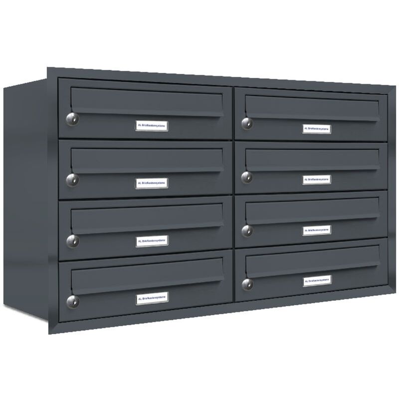 Al Briefkastensysteme - 8er Briefkasten Anlage Unterputz Montage ral 7016 Anthrazit