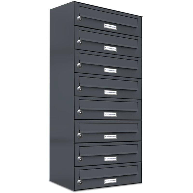 Al Briefkastensysteme - 8er Briefkasten Anthrazit Anlage 8 Fach Wandbriefkasten Postkasten