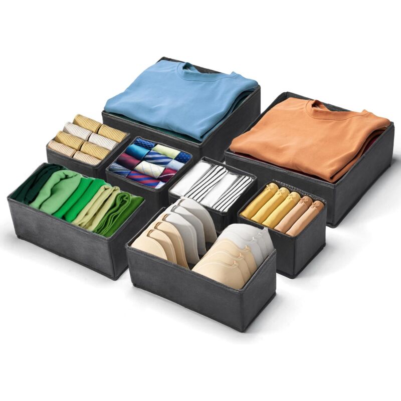 8er-Pack Schubladen-Organizer aus Stoff, faltbarer Unterwäsche-Organizer, Aufbewahrung von Vlies-Kleidung, für Socken, Krawatten, BHs, Höschen