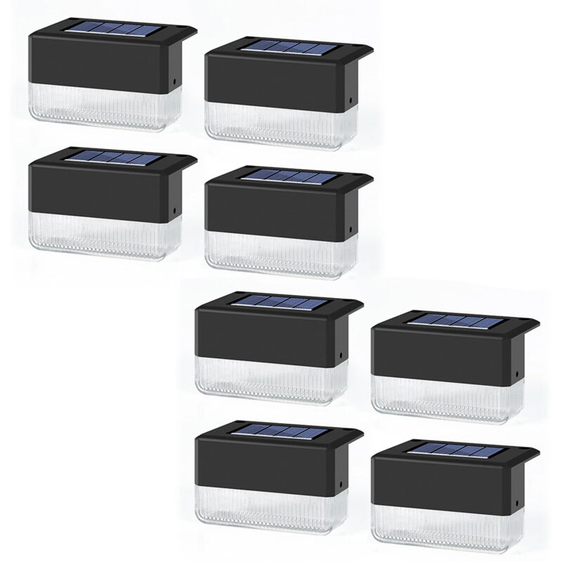 8er-Pack Solar-Geländer-LED-Leuchten, Solarleuchten für den Außenbereich, Solar-Stufenlicht, wasserdichtes Solar-Stufenlicht für Treppen, Zäune,